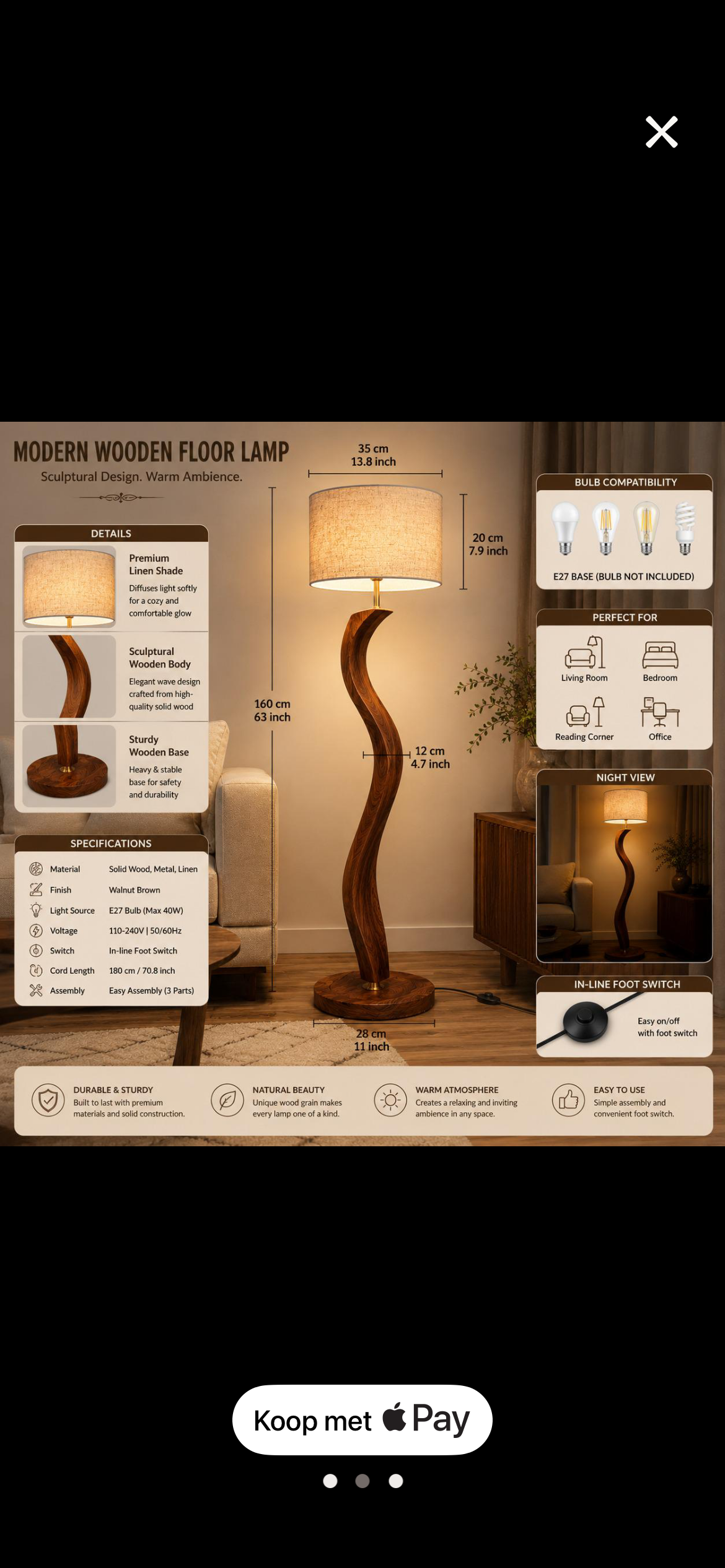 Moderne Sculpturale Houten Vloerlamp