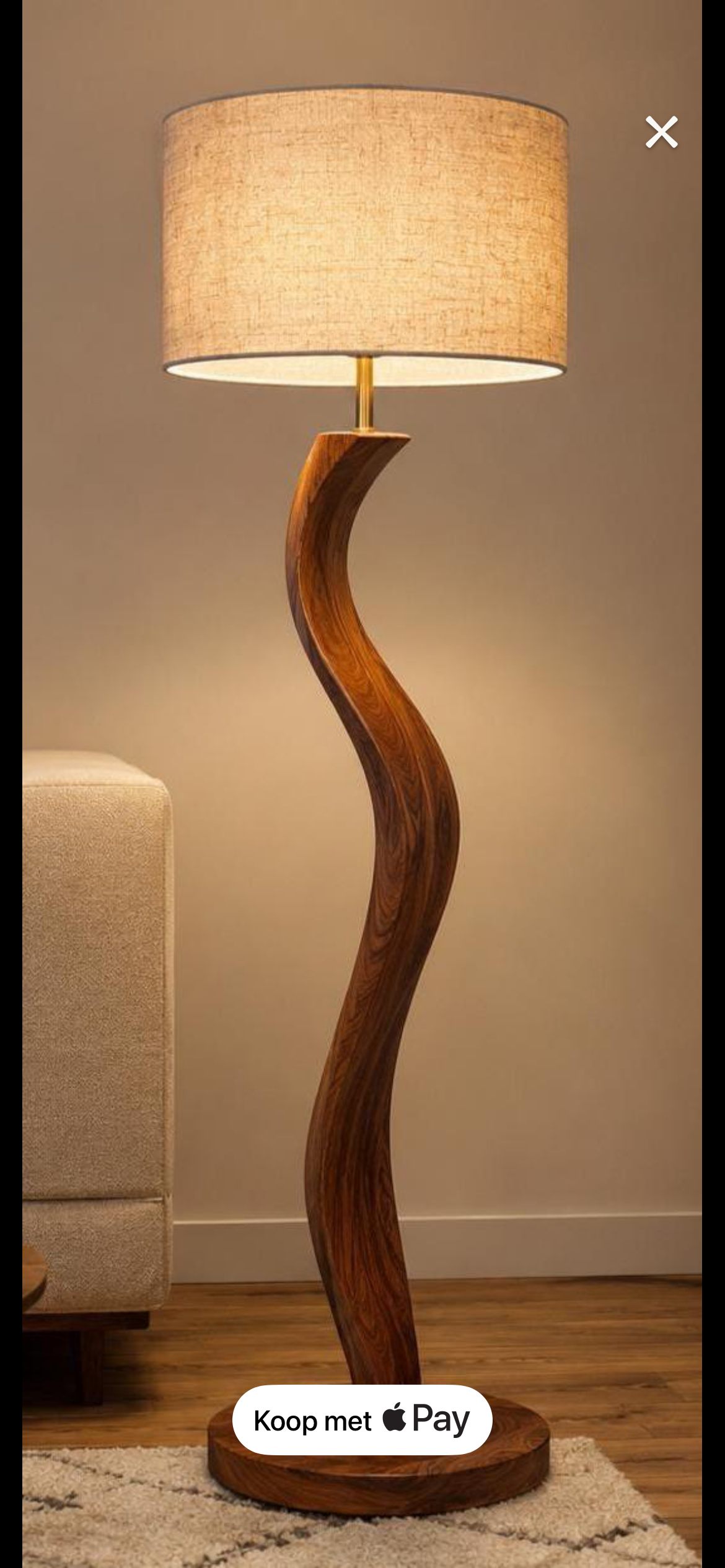 Moderne Sculpturale Houten Vloerlamp